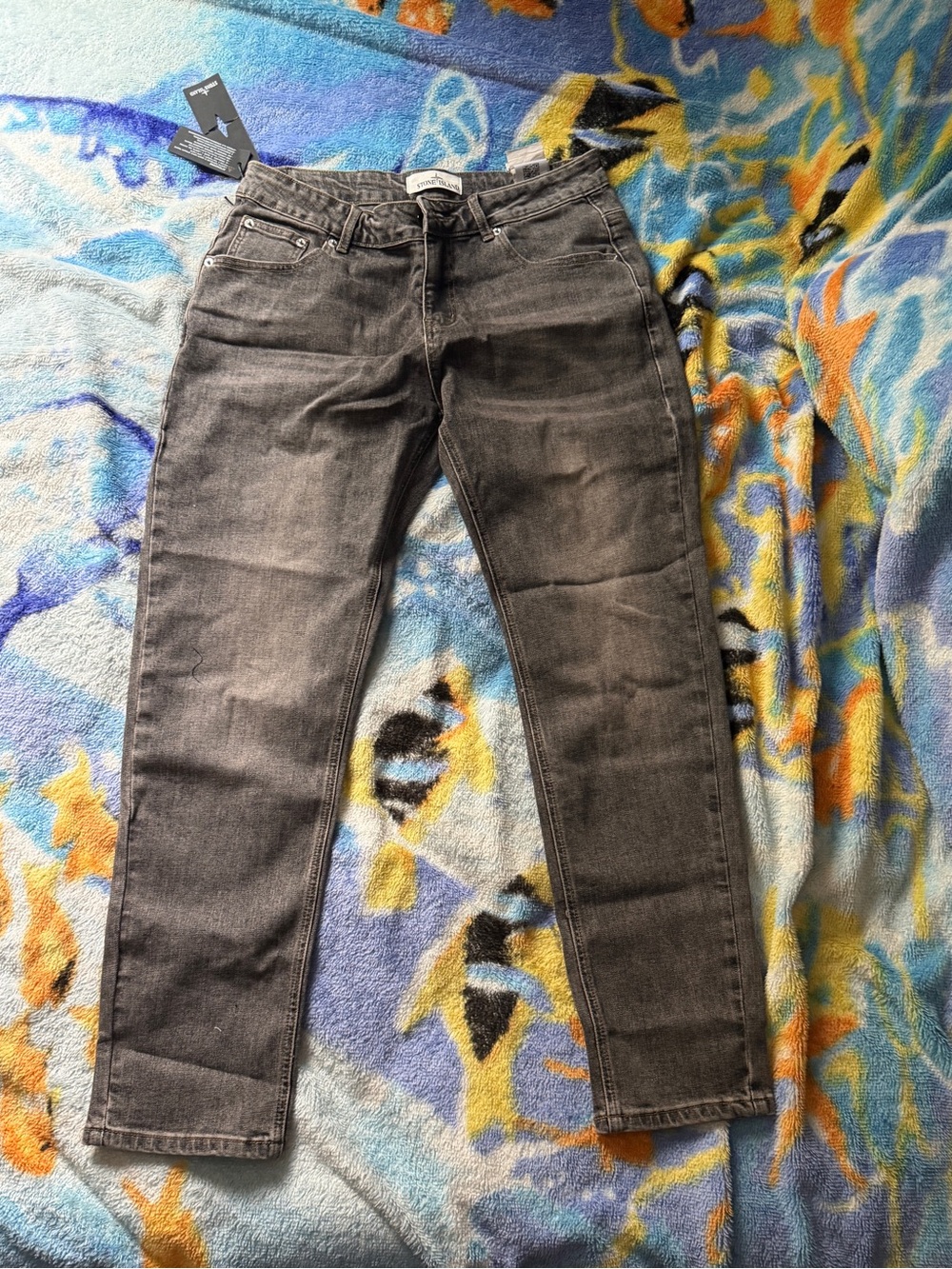 Stone Island Men's Slim Straight Jeans in Charcoal Gray
